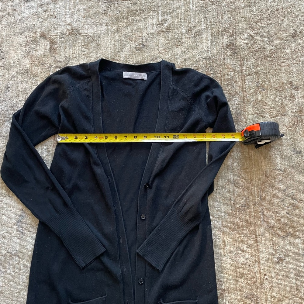 Zara Elegant Black Long Cardigan - Picture 6 of 8